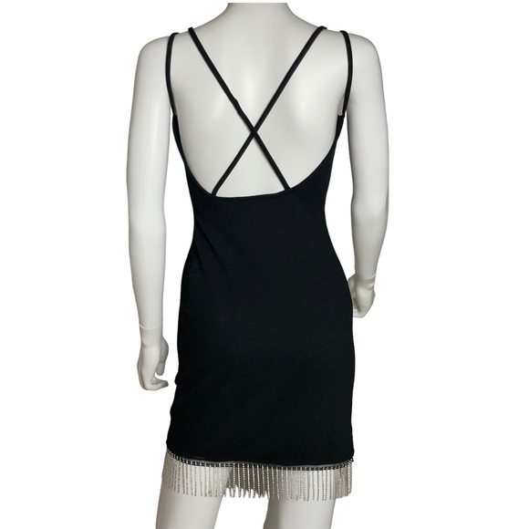 NWOT JUMP Apparel Square Neck Rhinestone Fringe Pull-On Dress - Picture 8 of 9